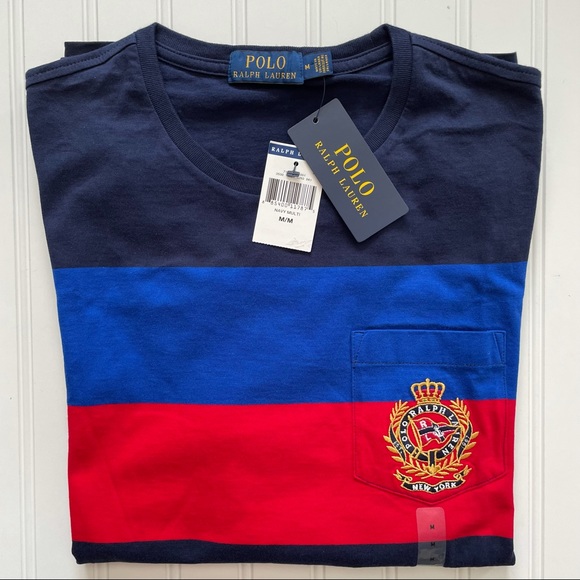 POLO Ralph Lauren Multi Colored Short Sleeve Crew Neck Pocket T! M - Picture 6 of 7